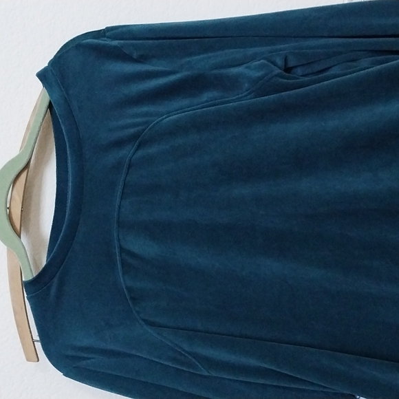 ☕Carole Hochman Velour Fleece Crew Neck PJ Set Sz L"teal" Blue Green Latte Color - Picture 2 of 6